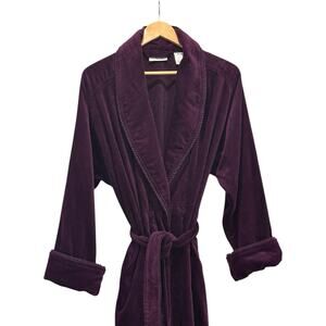 Vtg NWT Spa Delicates Plush Terry Cotton Purple Bath Robe Size Medium 48” Long
